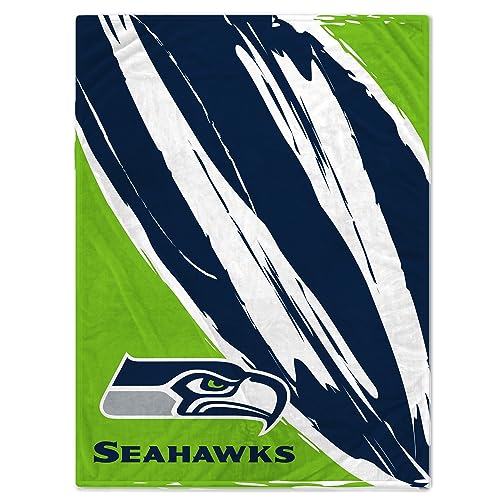Pegasus Home Fashions Seattle Seahawks 60 x 80 Retro Jazz Coral Fleece Blanket