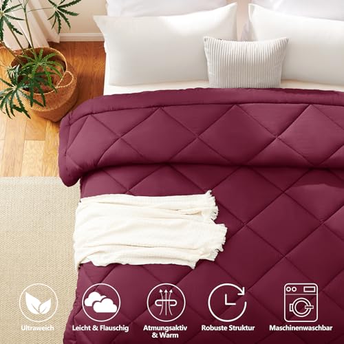 CozyLux Bettdecke 220x240 cm Burgunderrot für 4 Jahreszeiten – Ansicht 3