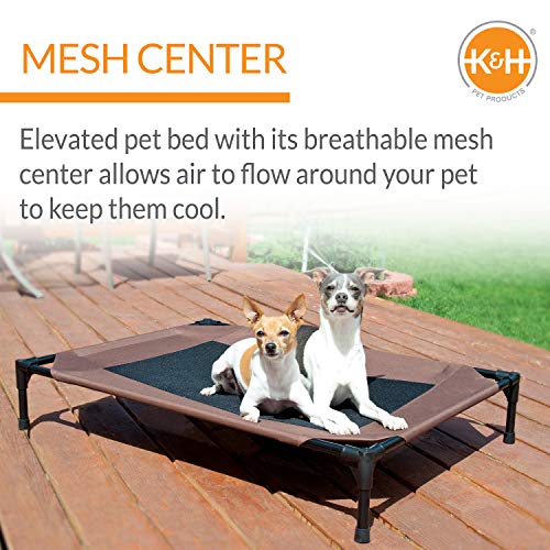 K&H Pet Products Cooling Elevated Dog Bed Outdoor Raised Dog Bed With Washable Breathable Mesh, Dog Cot Bed No-Slip Rubber Feet, Portable Dog Cot Indoor Outdoor Dog Bed, Large Chocolate/Black Mesh #TOP2