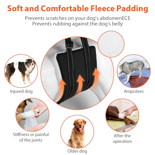 AOOHA Hunde Tragehilfe, Hund Hinten Lift Support Geschirr, Flauschig Weiches Material, Verstellbare Gehhilfe, Hundegeschirr für behinderte, verletzte oder ältere Hunde (M)