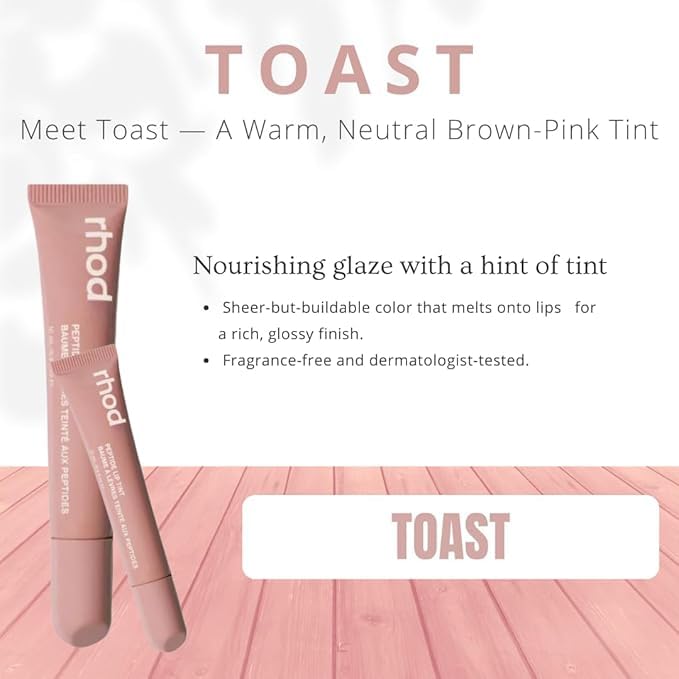 Image of Peptide Lip Tint | Hydrating Tinted Lip Balm | Buildable, Creamy Color & Lip Care | Moisturising | Non-Sticky | Soft & Smooth Lips (Toast)