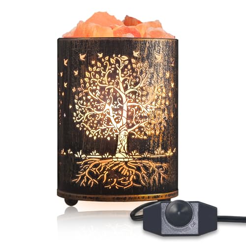 Starxing Himalayan Salt Lamp Pink Salt Lamps with Tree of Life & Dimmer Switch Retro Metal Basket Design for Home Decor and Gift