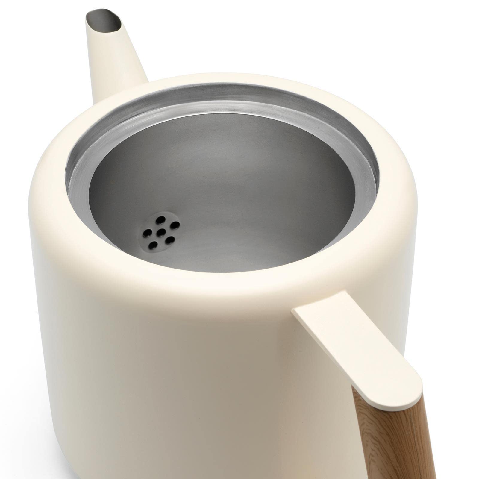 Bredemeijer Teekanne Set 1.1 Liter - Edelstahl doppelwandig Creme-Weiß - Großer moderner Teebereiter mit Tee-Filter-Sieb-Aufsatz für losen Tee - inkl. Holz-Untersetzer schwarz