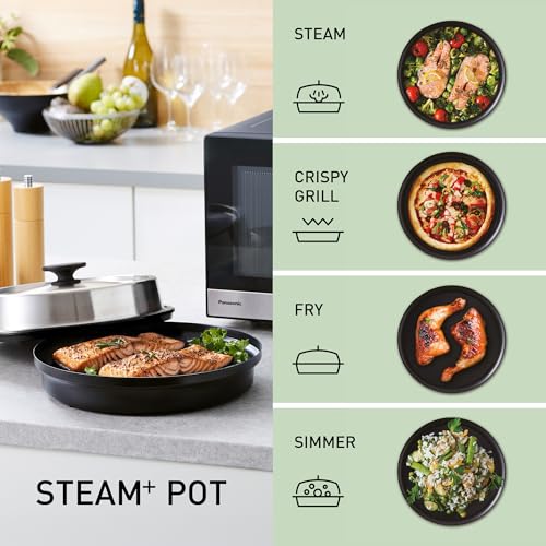 Panasonic NN-GD38QSEPG 29L Grill-Mikrowelle mit Steam+ Pot, 1000 W, automatisches Auftauen, Kombinationsgaren, Timer, Schwarz & Edelstahl 3 Panasonic NN-GD38QSEPG 29L Grill-Mikrowelle mit Steam+ Pot, 1000 W, automatisches Auftauen, Kombinationsgaren, Timer, Schwarz & Edelstahl
