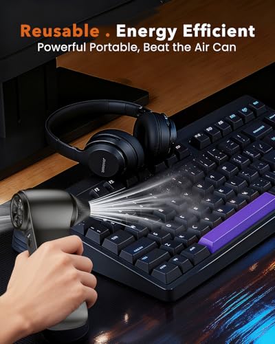 Compressed Air Duster 180000RPM – Super Power Cordless Electric Air Duster with 3-Speed Turbo Fan, Rechargeable Air Blower for Computer, Keyboard, Car, Camera & Home Cleaning - Image 3