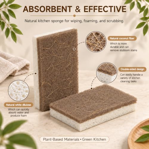 Bamboo Dish Brush Set with Bottle Brush and Natural Kitchen Sponge — 사진 7