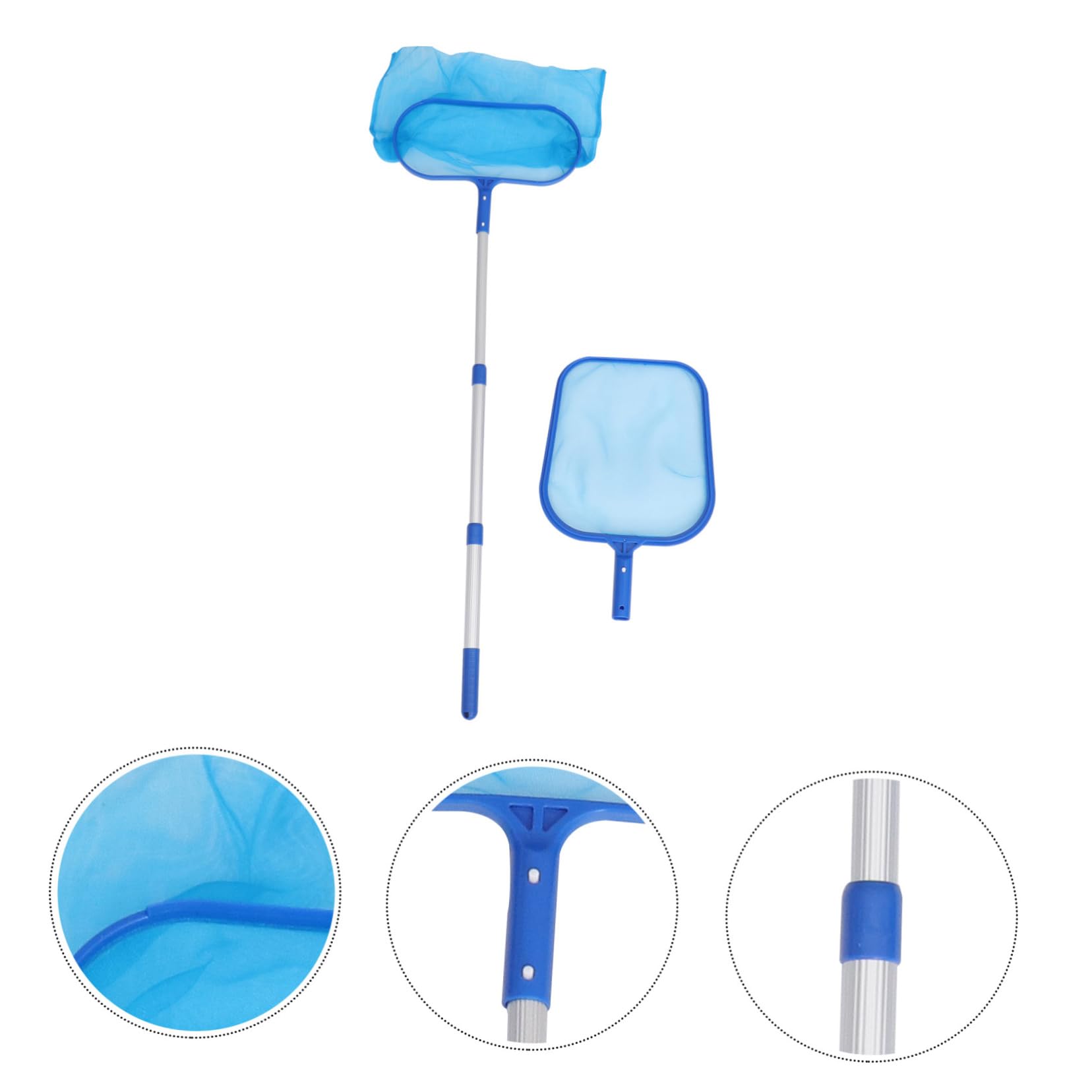 Retino per Pulizia Piscina Manico in Alluminio PVC Blu | Leggero e Facile da Trasportare, Adatto per Stagni e Grandi Acquari, Strumento Manuale di Raccolta