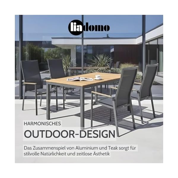 Gartentisch Scalea Teakholz & Aluminium Anthrazit