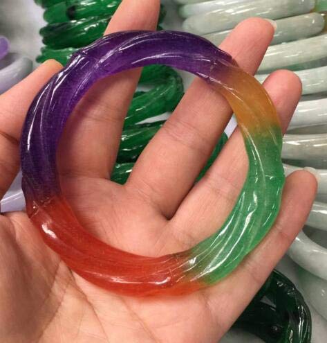 Joyería fina Hermosa Real Natural Jade Jadeita Brazalete Redondo Barra Pulsera Twist Hilo Púrpura Verde Rojo Naranja