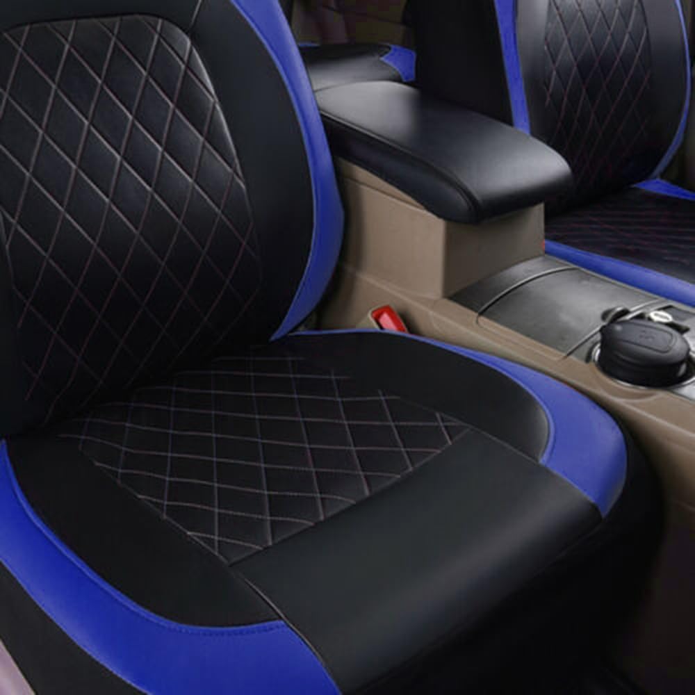 Ensembles de Housses Siège Voiture pour Fo-RD Edge 2015 2016 2017 2018 2019 (5seats),Respirant Anti-dérapant ImperméAble Cuir Couvre Siege,Protege Siege Voiture Housses,B/9pcs Set Blue