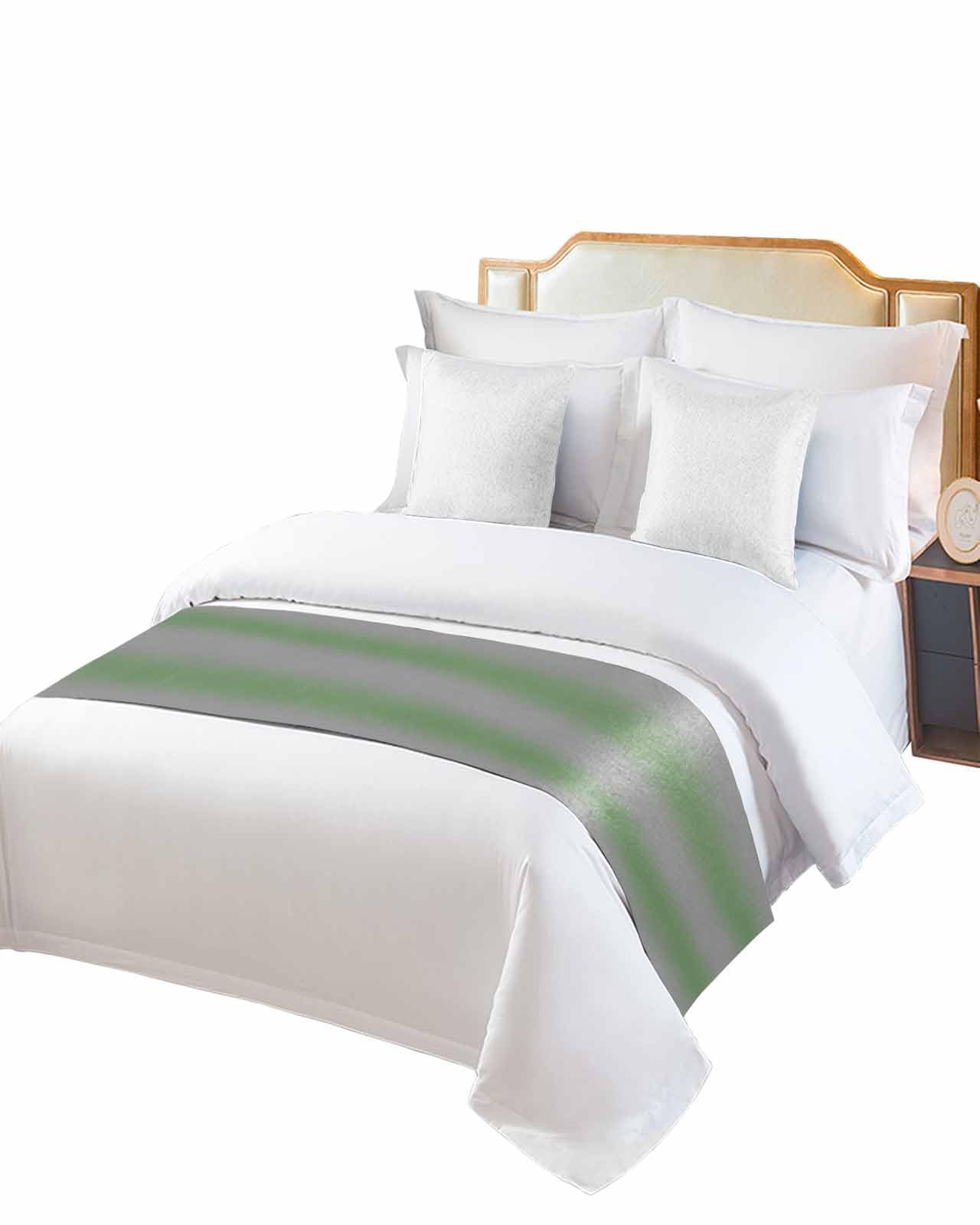 Yukro Gradient Bed Runner Scarf, Grey Sage Green Gradient Modern Ombre Art Twin Bed Scarf Runner, No Fading Decorative Bedding Scarf for Bedroom Hotels Homes and Guestrooms