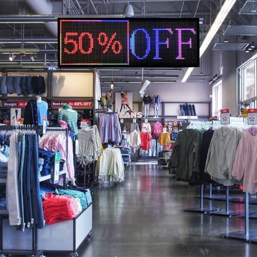 Image of P10 Programmable LED Sign, 40 inchx14 inch Scrolling LED Sign for Business, Waterproof LED Display with WIFI & USB Control, 96x32 Pixels SMD Technology Digital Advertising Sign for Shop, Hotel, Store, Restaurant
