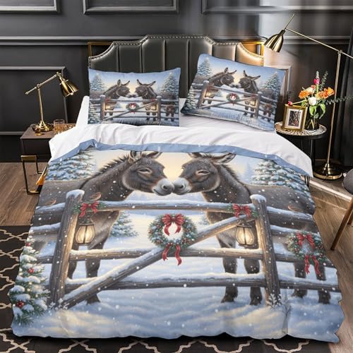 Linge de lit de Noël vintage pour cocooning d'hiver en taille King - 2