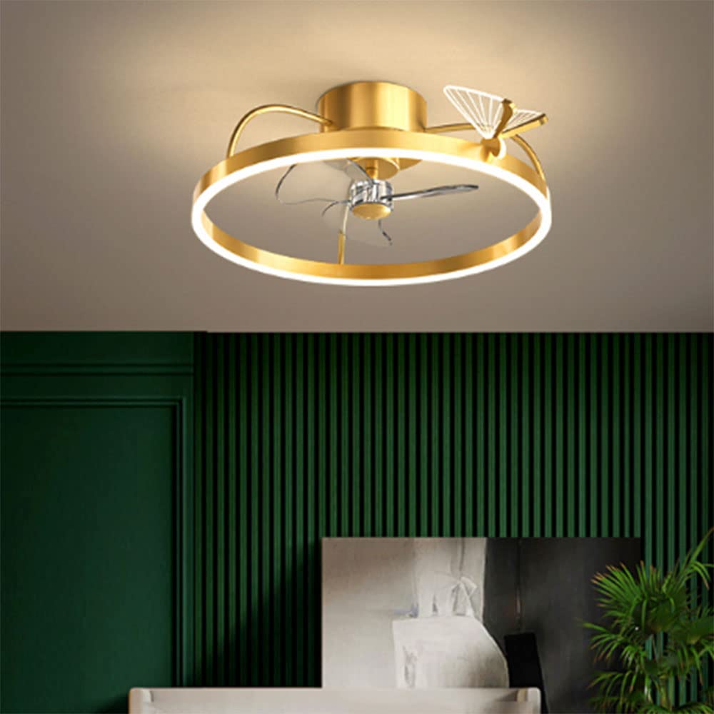 Ventilateur de plafond moderne silencieux sans pales LED doré