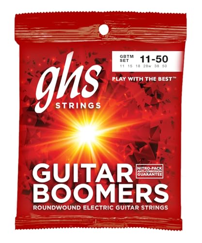 Image of GHS Strings, GBTM Boomers, Nickel Plated Steel Electric Guitar Strings, Legendary Strength, Consistent Intonation, Unrivaled Sustain, Brightness & Tone. For 6-String Guitar 11-50 True Medium Gauge