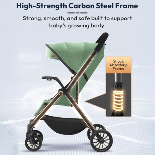 Image of StarAndDaisy Stroller for Baby Boy Girl 0 to 5 Years /Foldable Baby Stroller Light Weight with Multi-Level Seat Recline, 5 Point Safety Belt, & Canopy Pram for Kid (Grey)