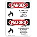 OSHA Danger Sign - Flammable Storage Area Keep Out | 10 Pack of Decals | Protect Your Business, Construction Site, Warehouse & Shop Area | ?Made in The USA