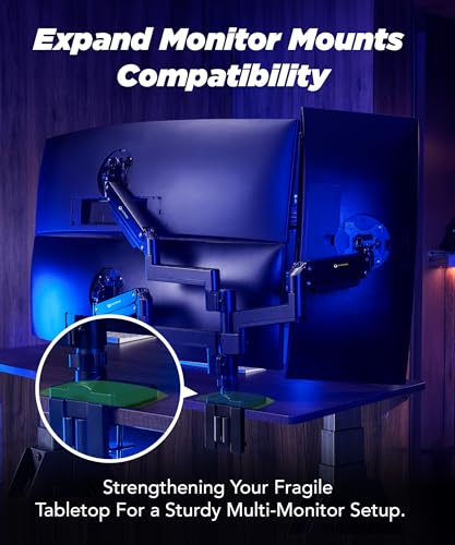 Image of ULTRARM Steel Monitor Mount Reinforcement Plate for Glass & Thin Tabletops | Distributes Pressure, Anti-Slip, Anti-Scratch, Fits C-Clamp & Grommet Mounts, and Most Monitor Arm Desk Stands, Black, MAAC-P