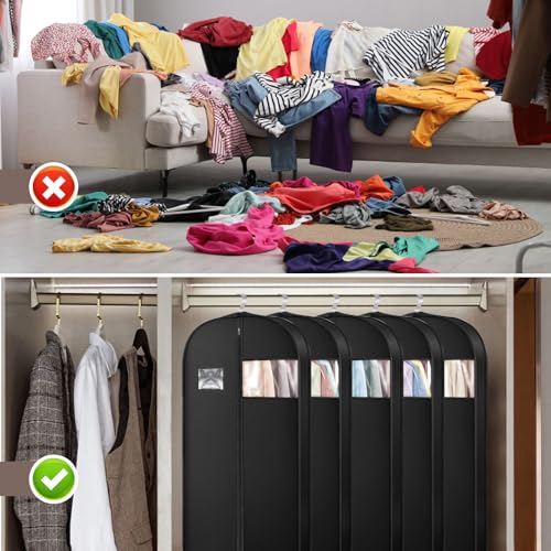 Borsa per vestiti, 152 x 60 x 10 cm Porta Camicie da Viaggio Sacchetti Vestiti Copriabiti Antipolvere con Finestra Trasparente e Cerniera, per Uomo e Donna, Vestiti, Cappotti, Camicie, Vestiti (Nero) – vue 5