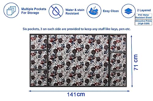 Image of Stylista Refridgerator top Cover Suitable for Samsung RS76CG8003S9HL, 653 Liter Fridge, Dimension (WXD) 71x141 CM, Traditional Pattern Cream