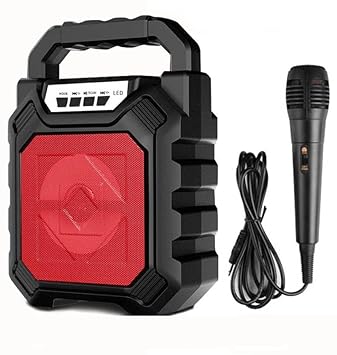 SUPER TOY Wireless Bluetooth Karaoke Speaker with Wired Microphone for Singing House Party