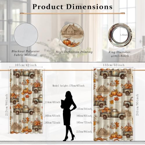 Rideaux occultants lavables en machine motif rustique orange - 6
