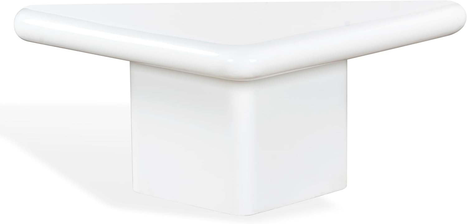 SAFAVIEH Couture Collection - Bellalynn White Concrete Coffee Table, 30" Triangle Accent Table, Modern High Gloss Design (SFV2618B)