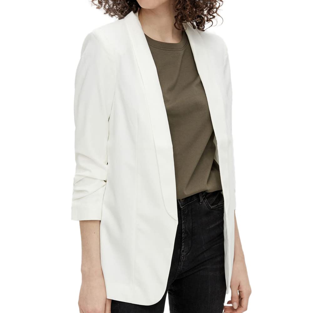 Pieces Women's Pcboss 3/4 Blazer Noos Suit jacket, Cloud Dancer, L UK