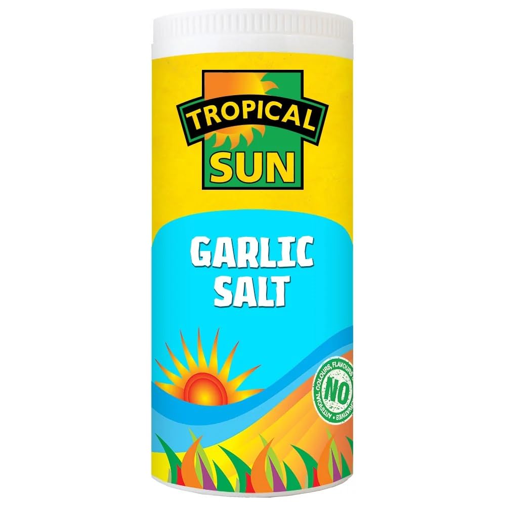 Tropical Sun Garlic Salt – Garlic & Salt Blend for Seasoning Vegetables, Meat, Eggs & More – No Artificial Additives, Gluten-Free – 100g