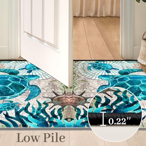 Alfombra Decorativa SIDAFENI 5x7 Pulgadas Azul Tortuga Marina miniatura 4