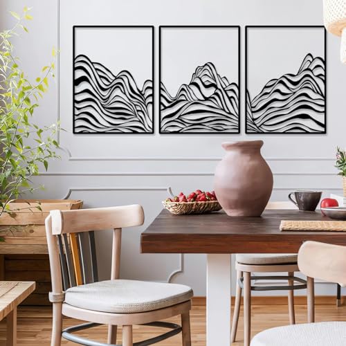 Pduoduo Modern minimalist line metal mountain wall art decor,Abstract mountain range home decor,Mountain rustic metal hanging sign(W:53inch,H:23.6inch) - Image 4
