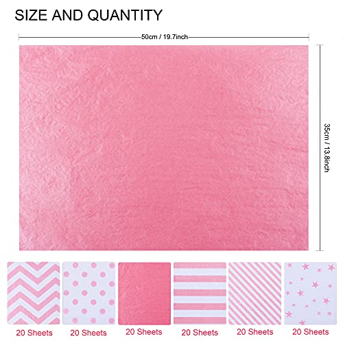 Mamunu 120 Sheets Light Pink Tissue Paper Set, Metallic Gold Design Gift Wrapping Tissue Paper For Home, Kitchen, Packing, Diy Crafts (20 Sheets Each Of 6 Patterns, 50Cm X 35Cm) #TOP1
