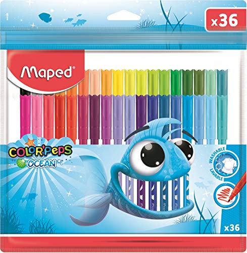 Maped Color’Peps Ocean Pulse Felt Tip Pen Set – Pack of 36 (Multicolor)