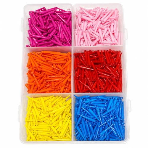 Image of eshoppee 200 gm 22 mm Long Shape Multicolor Plastic Beads 1200 Pieces for Jewellery Making Kit Art and Crafts Materials for Necklace Bracelet Earring Making Materials DIY Kit