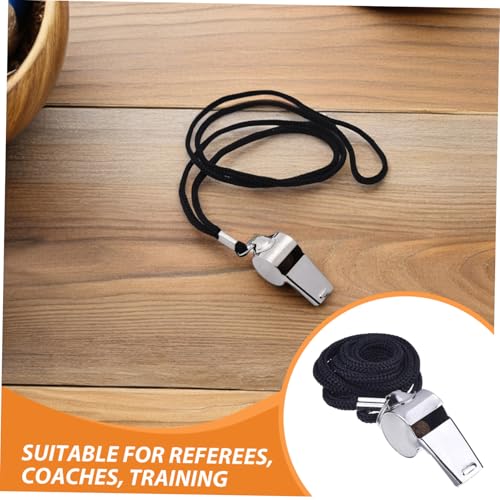 Silbatos de árbitro y entrenador acero inoxidable 6 pzas con cordón miniatura 3