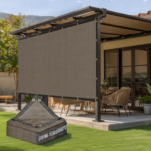90% Sun Shade Cloth Kesfitt 12x20FT Garden Shade Cover with Reinforced Grommets Mesh Tarp Sun Privacy Screen for Greenhouse Plant Pergola and Backyard Patio Sunshade