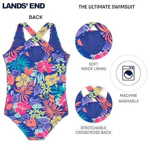 Image of Lands' End Girls' UPF 50+ Stretch Crisscross Back One Piece Swimsuit