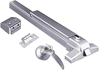 COOLOUS Aluminum Push Bar Panic Exit Device with Exterior Lever Trim - Stainless Steel for 28-50" Wood/Metal Doors