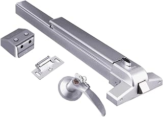 COOLOUS Aluminum Push Bar Panic Exit Device with Exterior Lever Trim - Stainless Steel for 28-50" Wood/Metal Doors