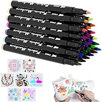24 Fabric Pens and 7 Stencils - Fabric Markers Fabric Pens Permanent for Clothes Tshirt Plain Tote Bags Canvas Shoe Textile Markers Fabric Paint Pens for Adults kids Crafts Kit