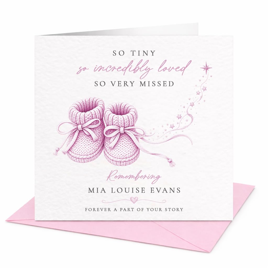 Personalised Baby Loss Sympathy Card – Pink, So Tiny So Incredibly Loved, Custom Baby Name, Pregnancy Loss