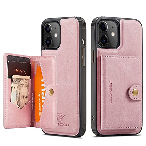 Étui antichoc pour iPhone 12 avec kickstand et fermeture magnétique rose
