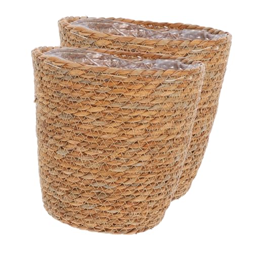 SUPVOX 2 Piezas Maceta Puerta Plantas Artificiales Cestas De Baño Hierba Marina Soporte para Plantas Cestas Tejidas Cesta De Picnic Jardineras Tejidas Decoración Educación Física Brown