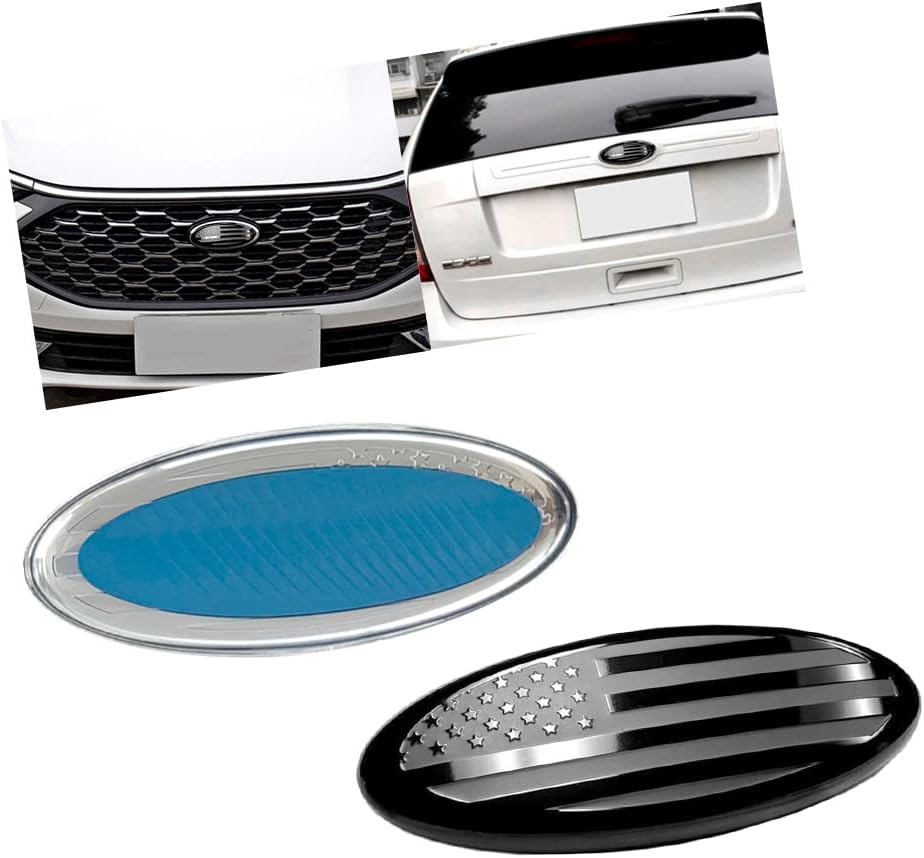 SANRILY 5.7 Inch Black Oval American Flag Emblem for Ford