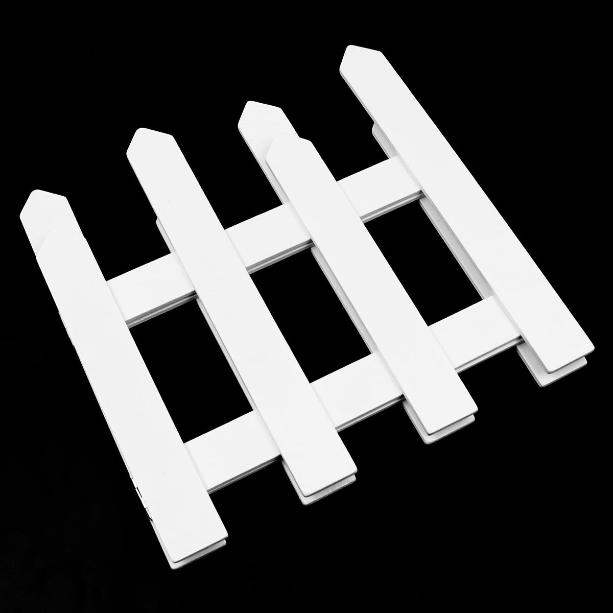 Staccionata da Giardino con Bordo Bianco in Legno - Pannelli Decorativi per Prato, Aiuole, Bordi di Piante - 1 Confezione da 4 Pannelli