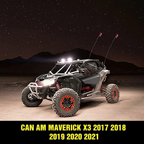 Image of Nilight 2 PCS Rear Pillar Flag Antenna Mounting Brackets, LED Whip Light Mounts Compatible with Can-am Maverick X3 2017-2021