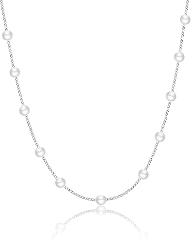 Delicado collar con colgante de perlas para mujer, chapado en oro de 14 quilates, elegante collar de perlas de agua dulce, collar de perlas con clip