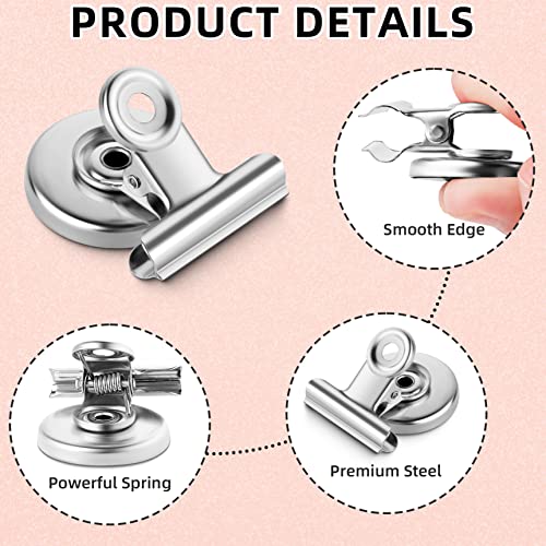 Grtard 6 Pack Magnetic Clips Heavy Duty, Magnet Clips for Fridge, Refrigerator Magnets, Strong Magnetic Clip,Scratch Free Magnets with Clip for Refrigerator, Whiteboard, Classroom, Locker(Silver)