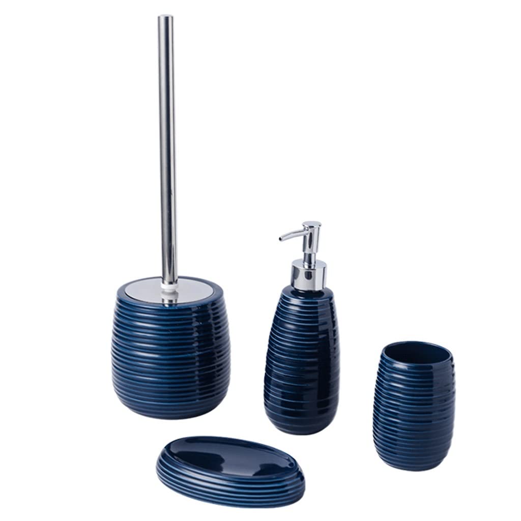 Dispensador de jabón, Botella de Bomba de loción Recargable de cerámica, Juego de Accesorios de baño de 4 Piezas, Contiene champú líquido para Lavar el Cuerpo