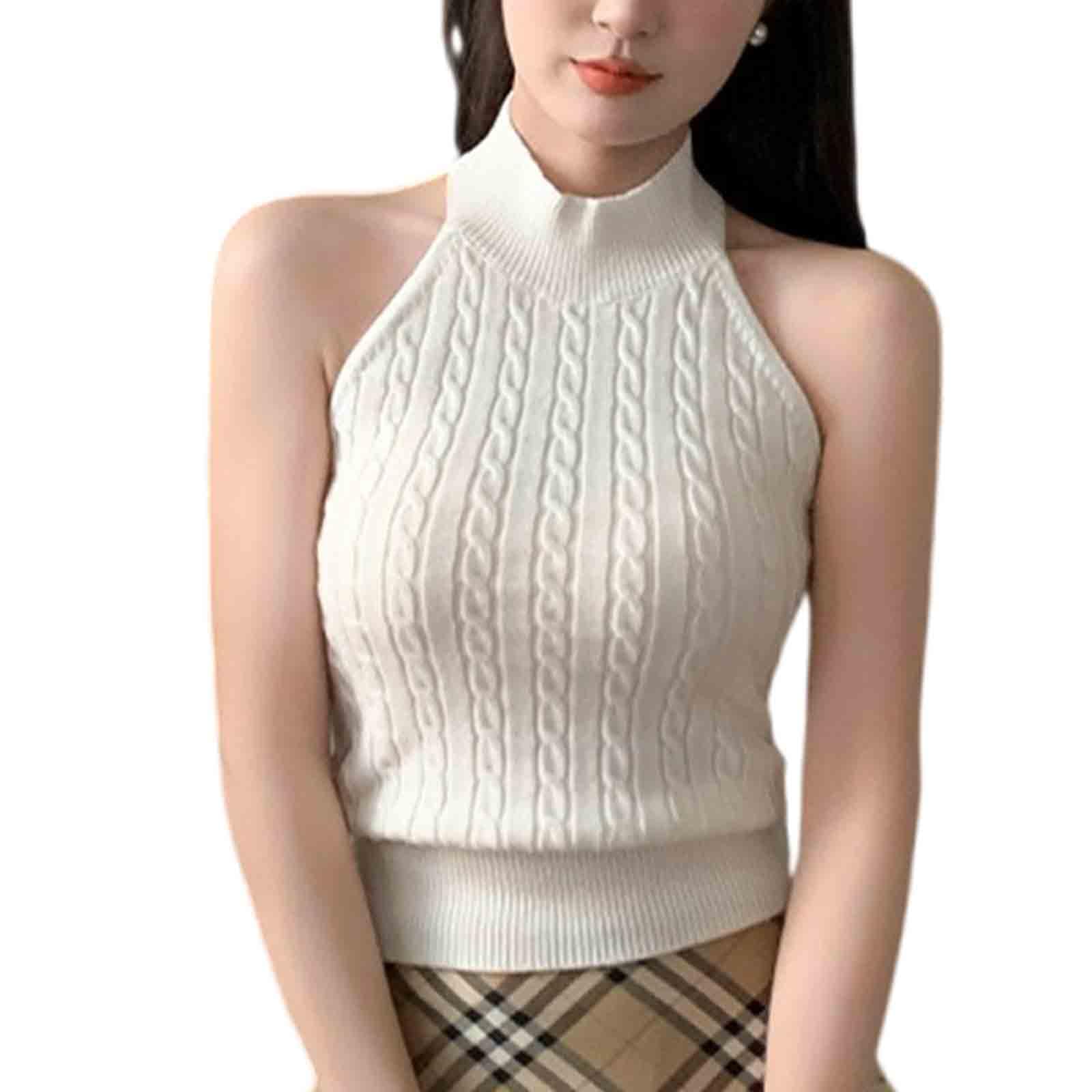 Womens Sexy Halter top Backless Tank top Slim Knit Sweater Sleeveless Tops for Women
